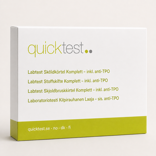 Sköldkörteltest Stor – TSH, fT3, fT4 & TPO – Quicktest labbtest, förpackning