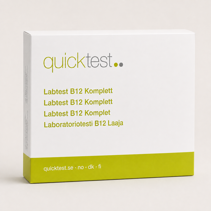 B12-test Komplett – totalt & aktivt B12 – Quicktest labbtest, förpackning
