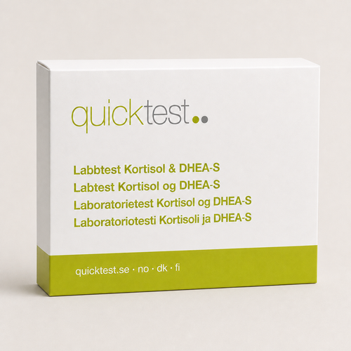 Binjuretest – Kortisol & DHEA-S – Quicktest labbtest, förpackning