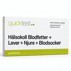 Quicktest Hälsokoll Blodfetter + Lever + Njure + Blodsocker – svensk produktbild